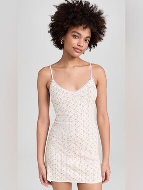 Cou Cou 100% Organic Cotton Floral Dainty Pointelle Lace Slip Mini Dress Small